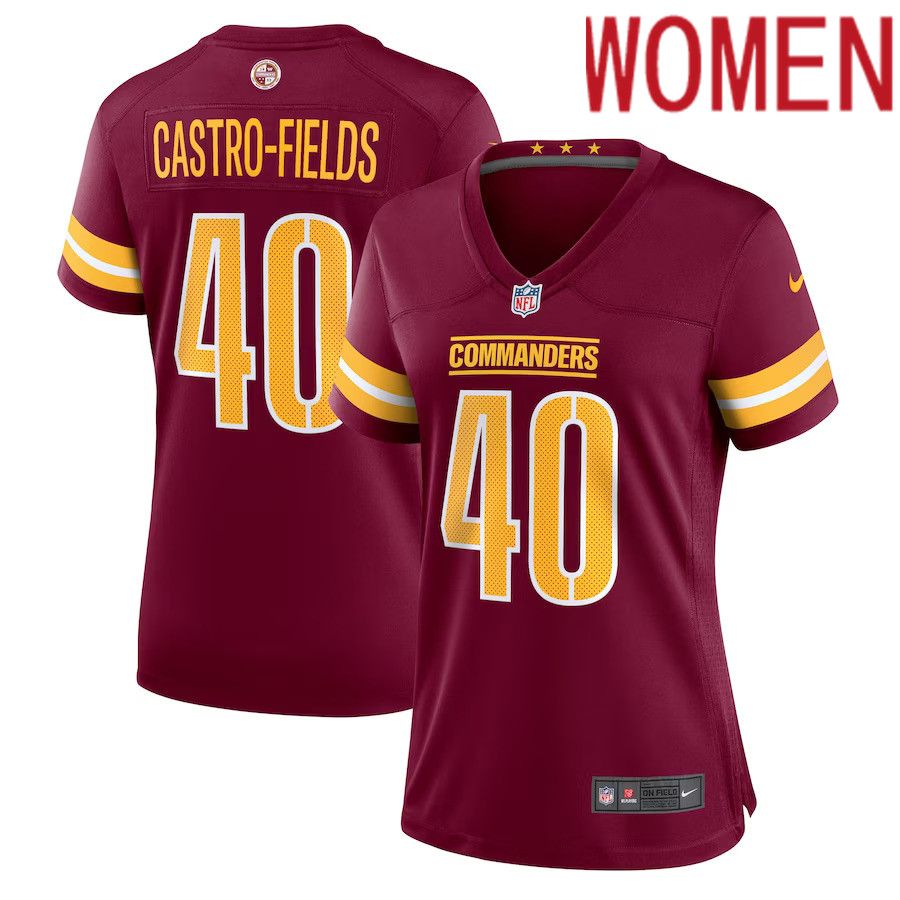 Women Washington Commanders 40 Tariq Castro-Fields Nike Burgundy Game Player NFL Jersey